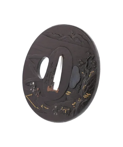 Detalle de Tsuba daishō · Tomoyoshi (Chōshū)