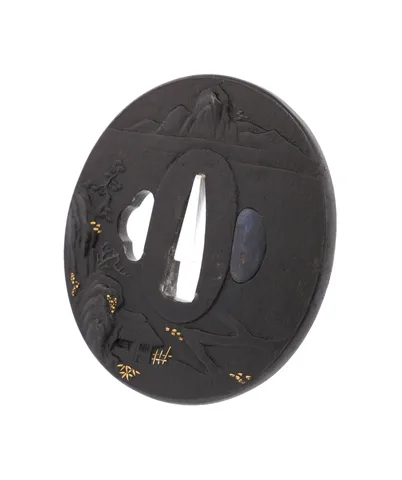 Detalle de Tsuba daishō · Tomoyoshi (Chōshū)