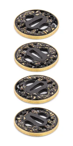 Detalle de Tsuba · Kadono Yukinaga (Hikone-bori)