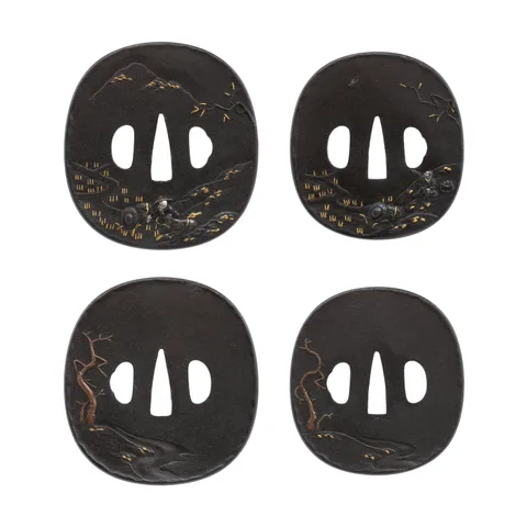 Guarniciones de Tsuba (pareja daishō) · Aizu Shōami