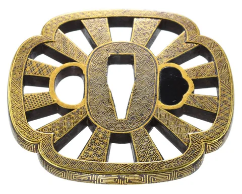 Détail de Tsuba daishō · Kyō-kenjō