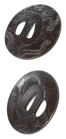 Detalle de Tsuba · Oka Tomokata (Chōshū)