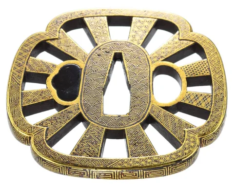 Détail de Tsuba daishō · Kyō-kenjō