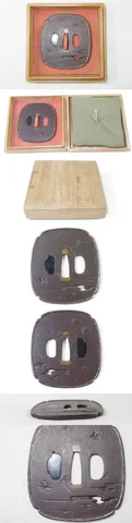 Guarniciones de Tsuba · hamachidori en hierro, con kaō