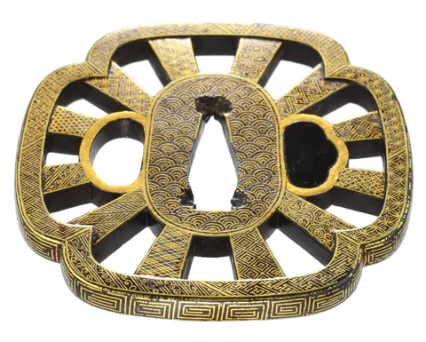 Détail de Tsuba daishō · Kyō-kenjō