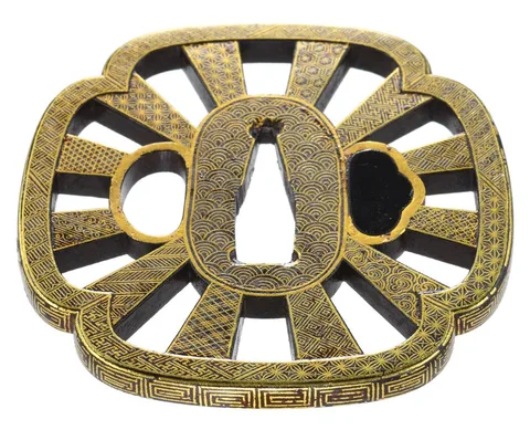 Détail de Tsuba daishō · Kyō-kenjō