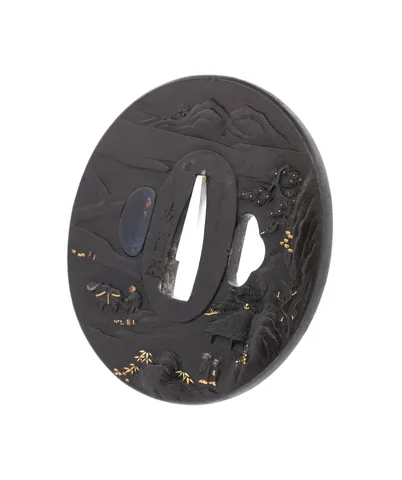 Detalle de Tsuba daishō · Tomoyoshi (Chōshū)
