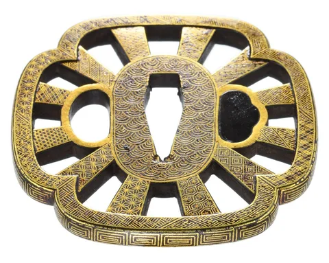 Détail de Tsuba daishō · Kyō-kenjō