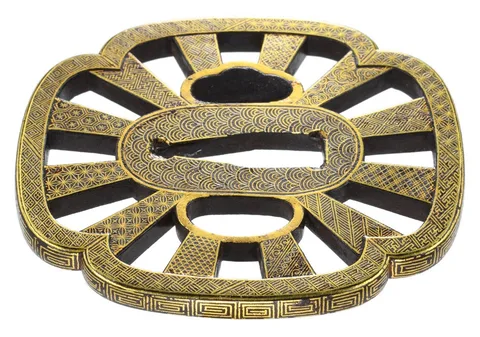 Détail de Tsuba daishō · Kyō-kenjō