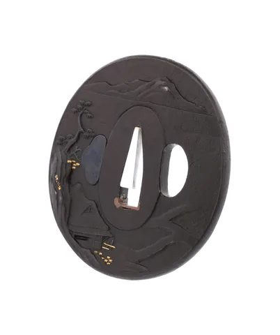 Detalle de Tsuba daishō · Tomoyoshi (Chōshū)