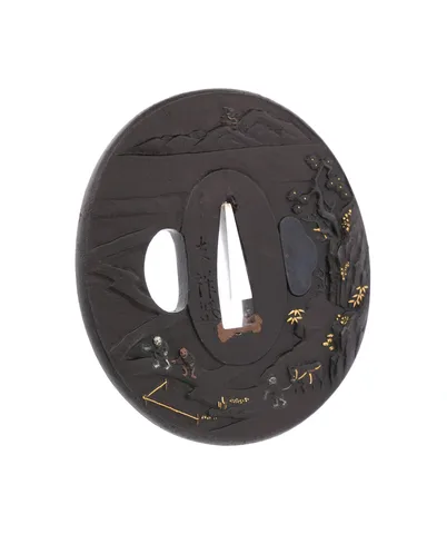Detalle de Tsuba daishō · Tomoyoshi (Chōshū)