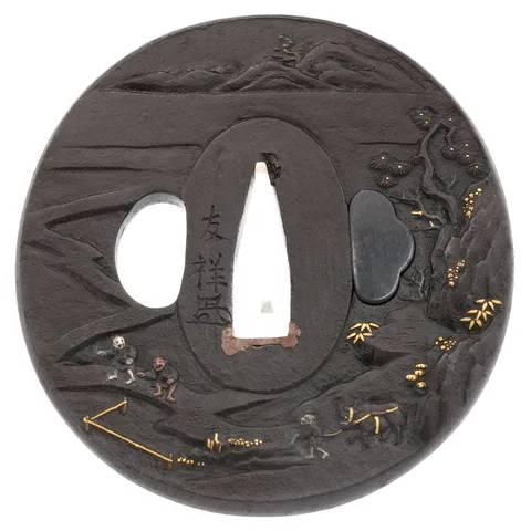 Detalle de Tsuba daishō · Tomoyoshi (Chōshū)