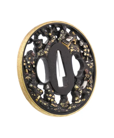 Detalle de Tsuba · Kadono Yukinaga (Hikone-bori)