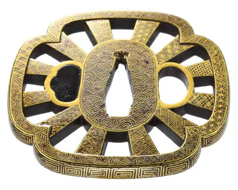 Détail de Tsuba daishō · Kyō-kenjō