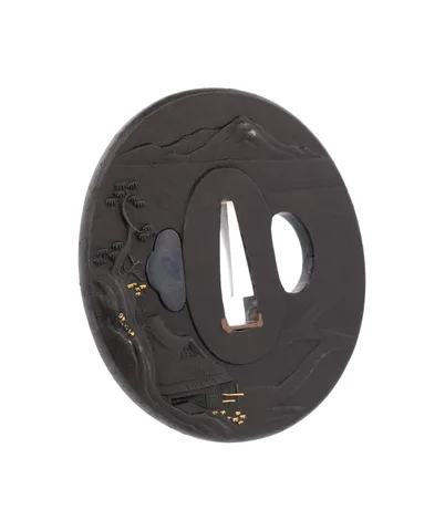 Detalle de Tsuba daishō · Tomoyoshi (Chōshū)