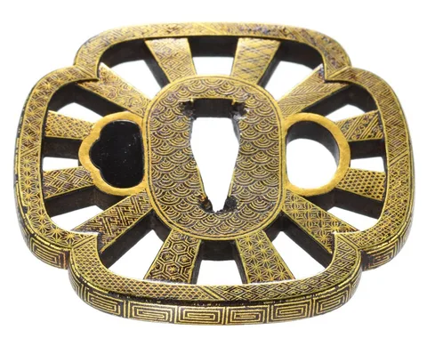 Détail de Tsuba daishō · Kyō-kenjō
