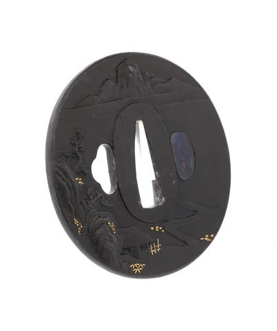 Detalle de Tsuba daishō · Tomoyoshi (Chōshū)