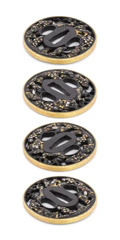 Detalle de Tsuba · Kadono Yukinaga (Hikone-bori)