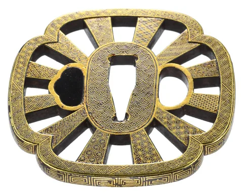Détail de Tsuba daishō · Kyō-kenjō