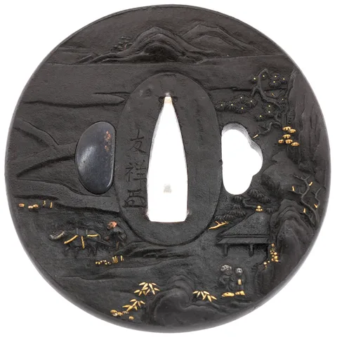 Detalle de Tsuba daishō · Tomoyoshi (Chōshū)
